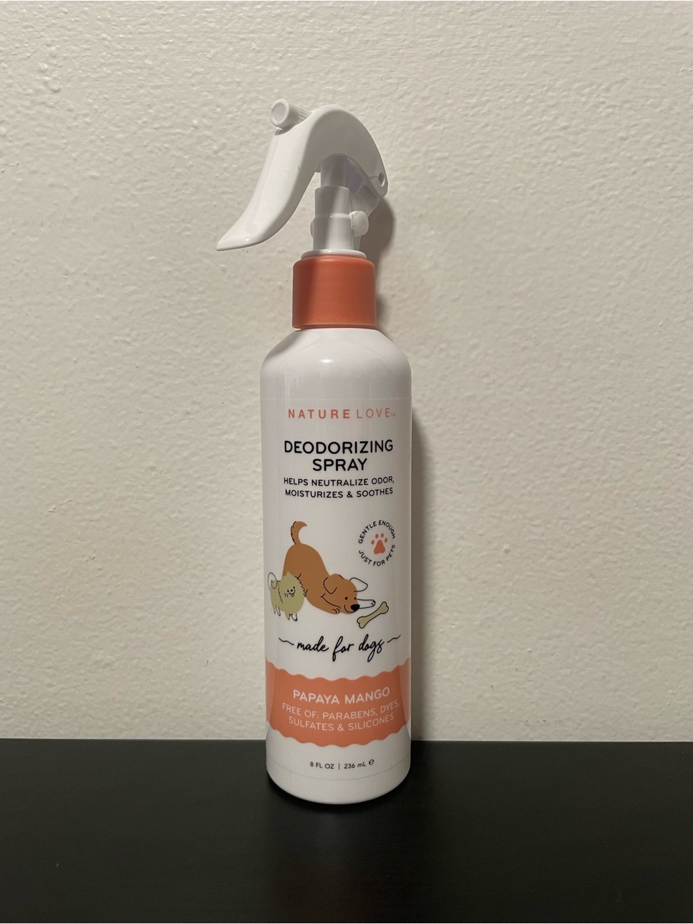 Nature Love Deodorizing Spray Dog Pet Cat NEW Moisturizing Papaya Mango 8oz